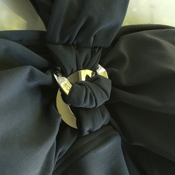 Michael Kors Gunmetal Dark Grey Halter Neck Tie One Piece Swimsuit NWT - Picture 7 of 9